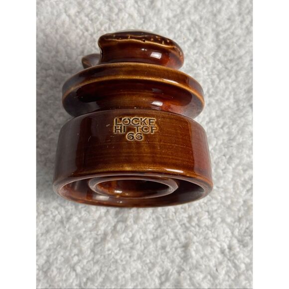 Vintage Locke Hi-Top 66 Brown Porcelain High Voltage Power Line Wire Insulator - Picture 7 of 13